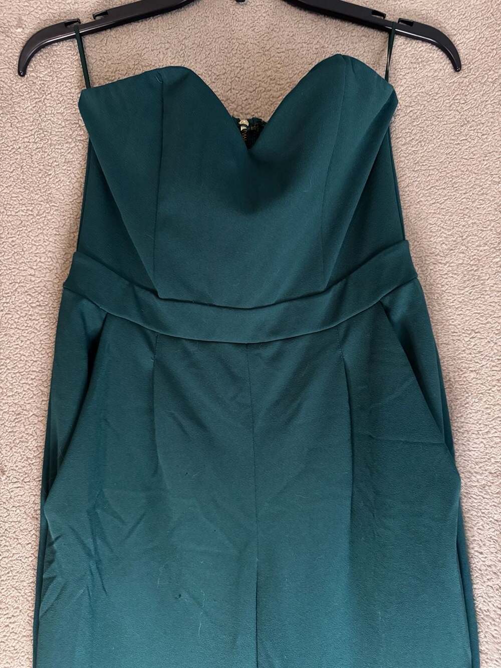 Express Emerald Green Strapless Sweetheart Neckline Jumpsuit